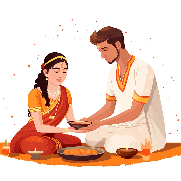 Traditional Indian Couple Celebrating Diwali