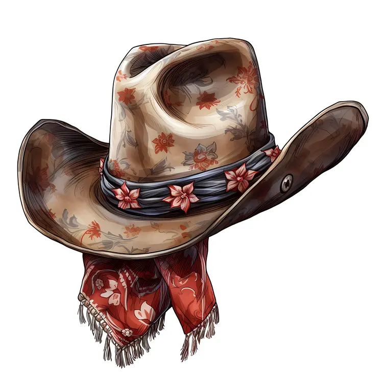 Floral Cowboy Hat with Bandana
