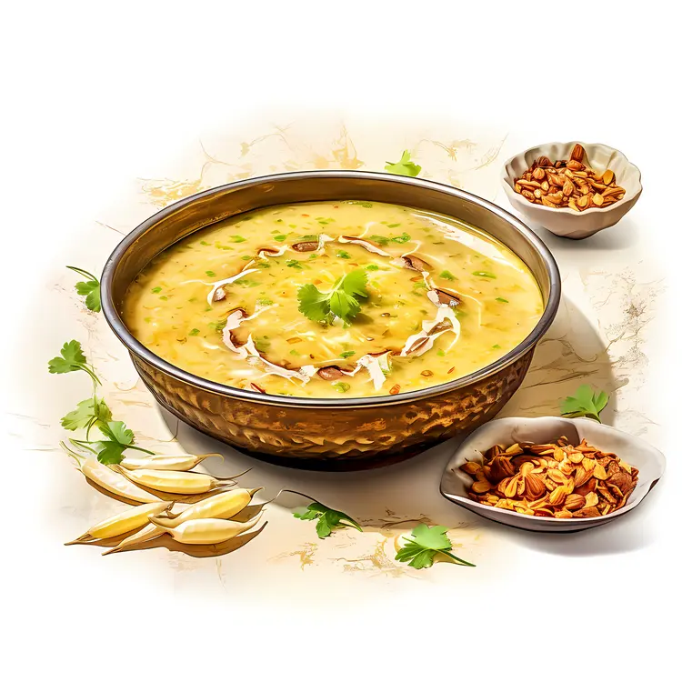 Delicious Lentil Soup with Garnish and Spices