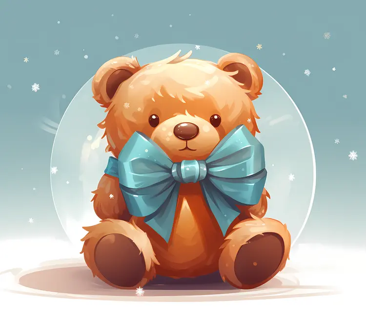 Teddy Bear with Blue Bow Ornament