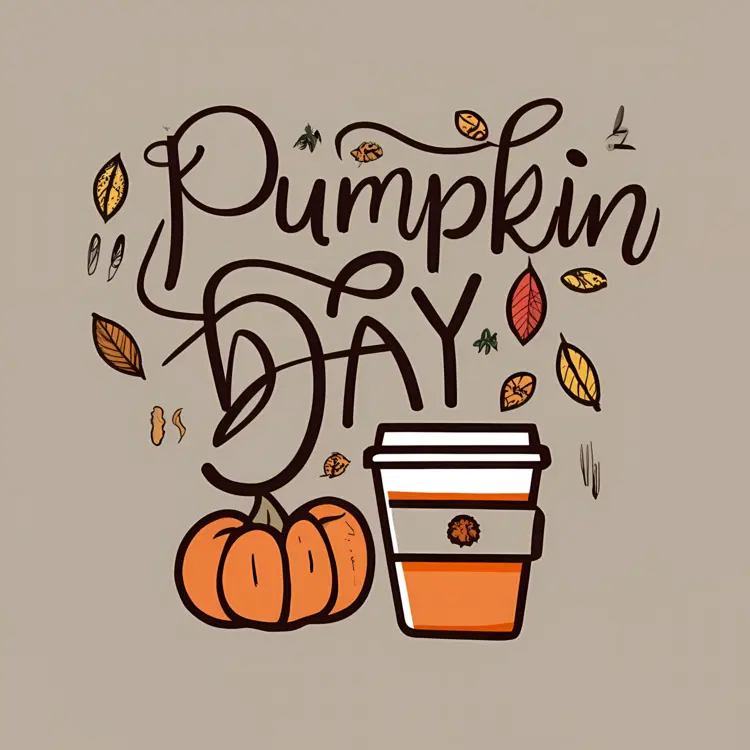 Pumpkin Day with Coffee Cup and Leaves