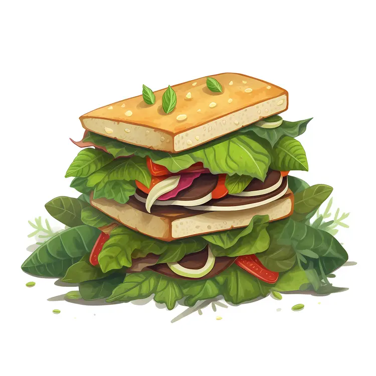 Delicious Veggie Sandwich Illustration