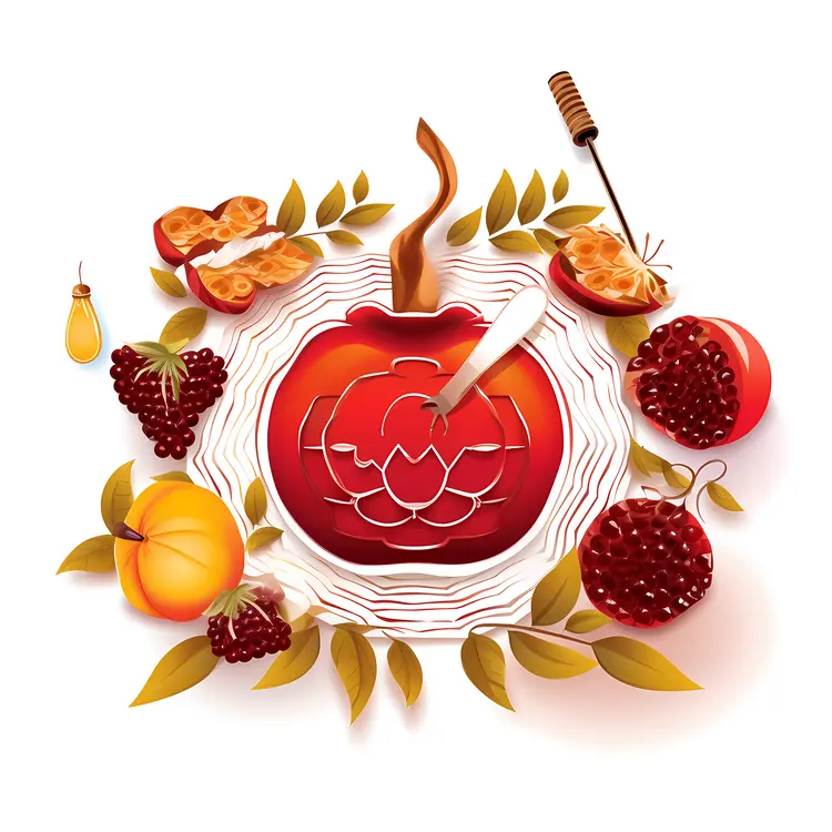 Rosh Hashanah Pomegranate and Honey with Fruits
