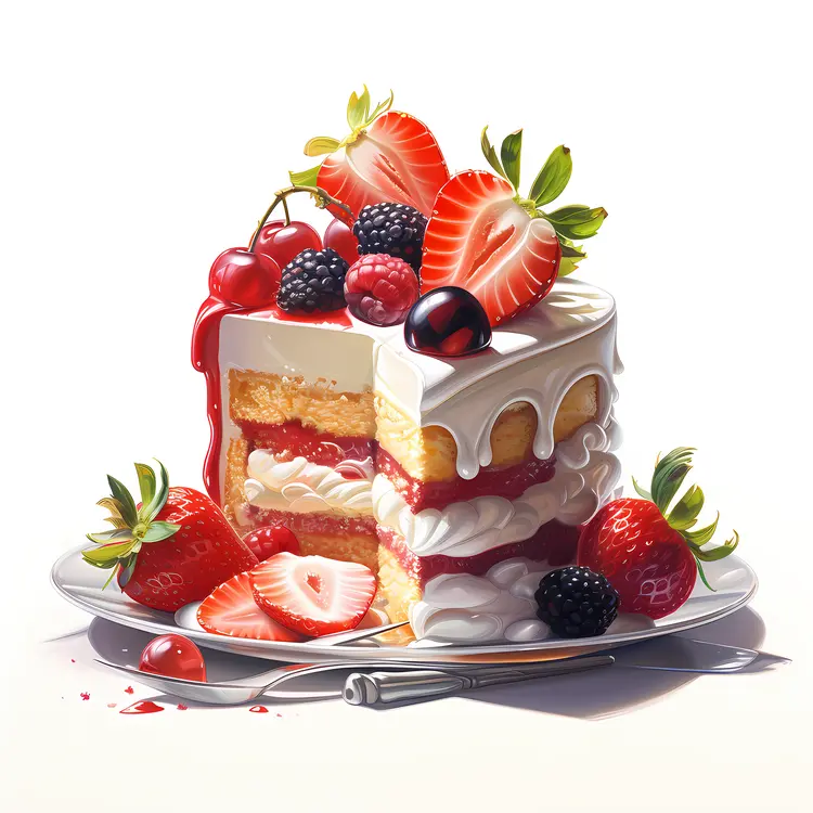 Berry Topped Cake Slice