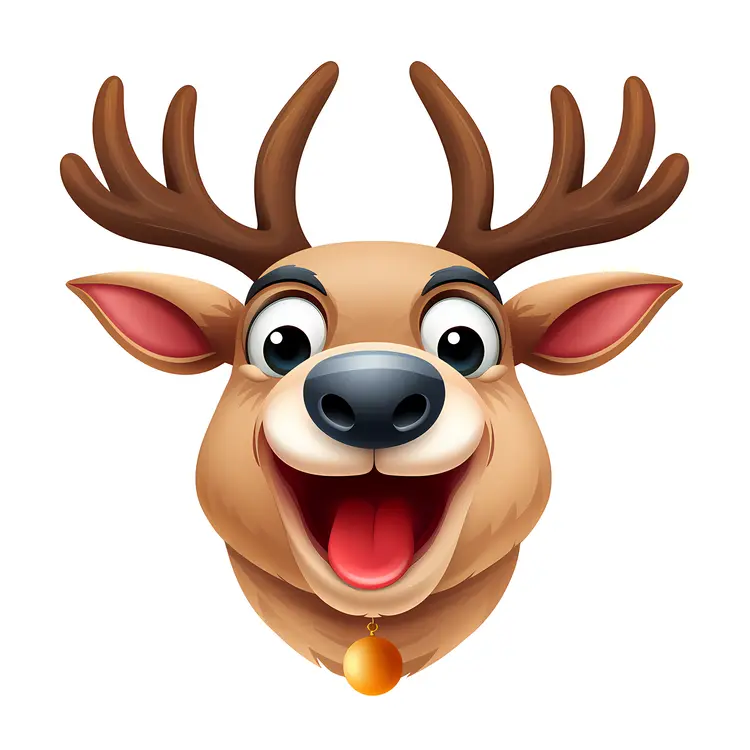 Happy Reindeer with Bell
