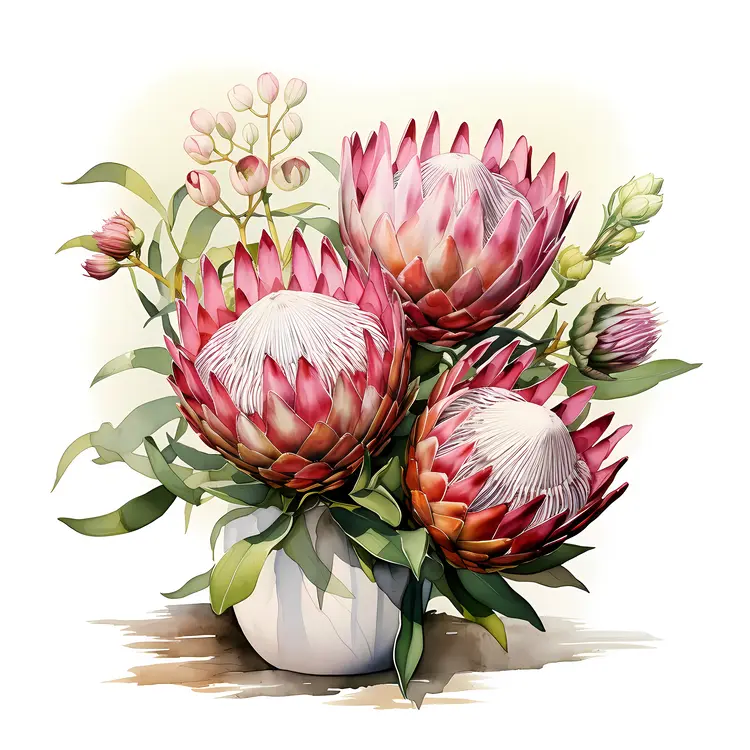 Protea Flowers in Simple Vase