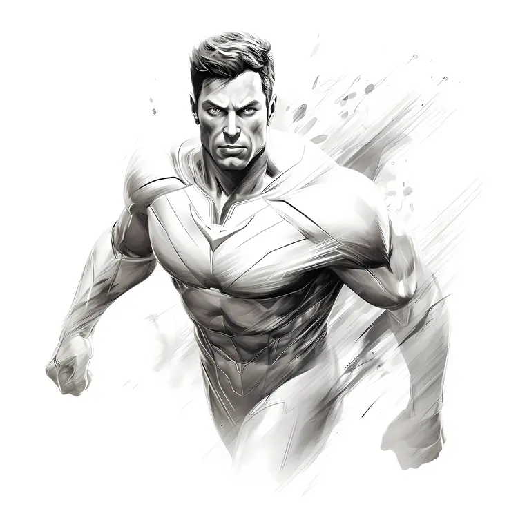 Monochrome Superhero Illustration