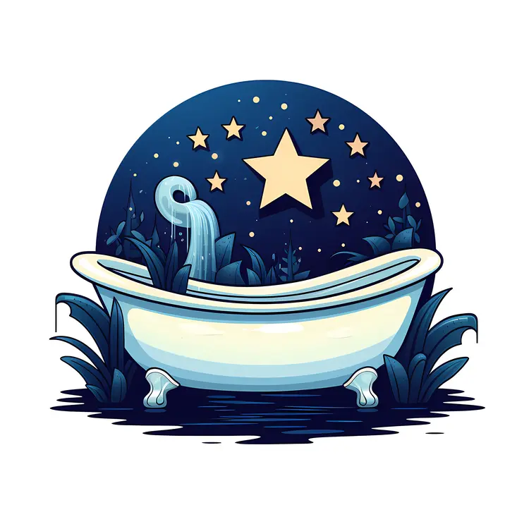 Dreamy Bathtub with Stars and Night Sky
