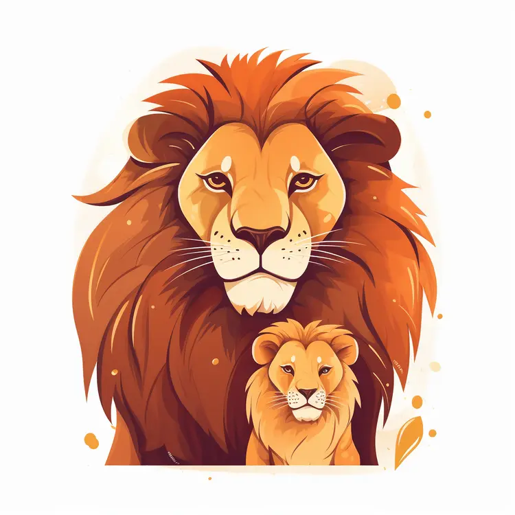 Majestic Lion and Cub Illustration