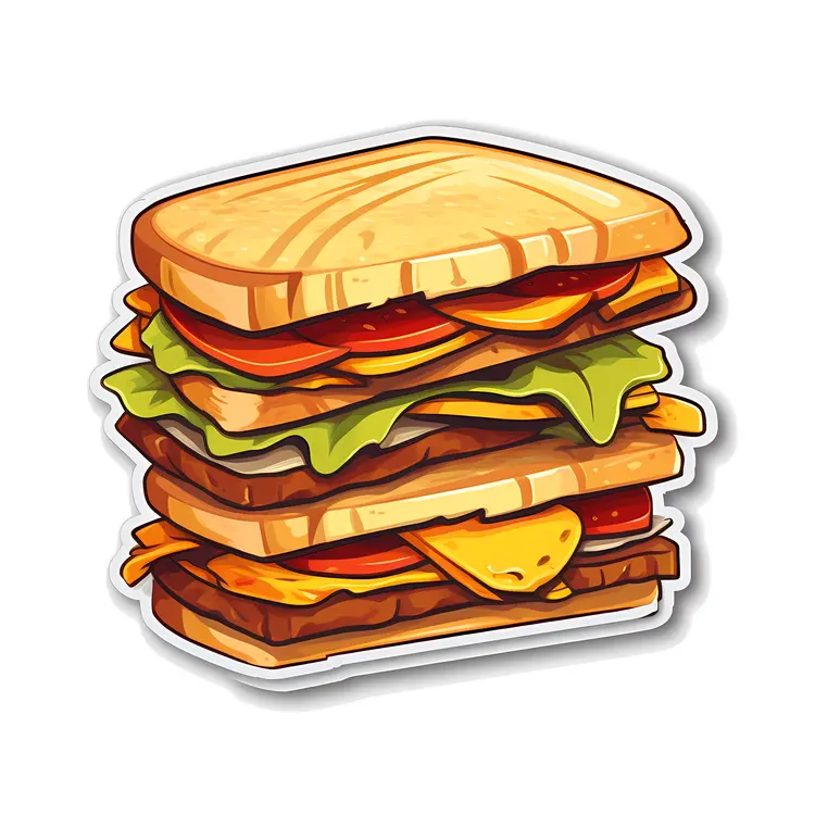 Delicious Cartoon Sandwich with Layers of Ingredients