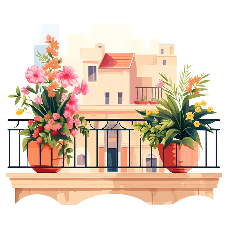 Flower Pots on Balcony