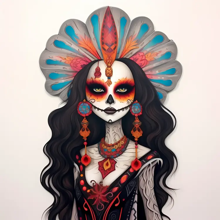 Beautiful Sugar Skull Woman for Day of the Dead Celebration