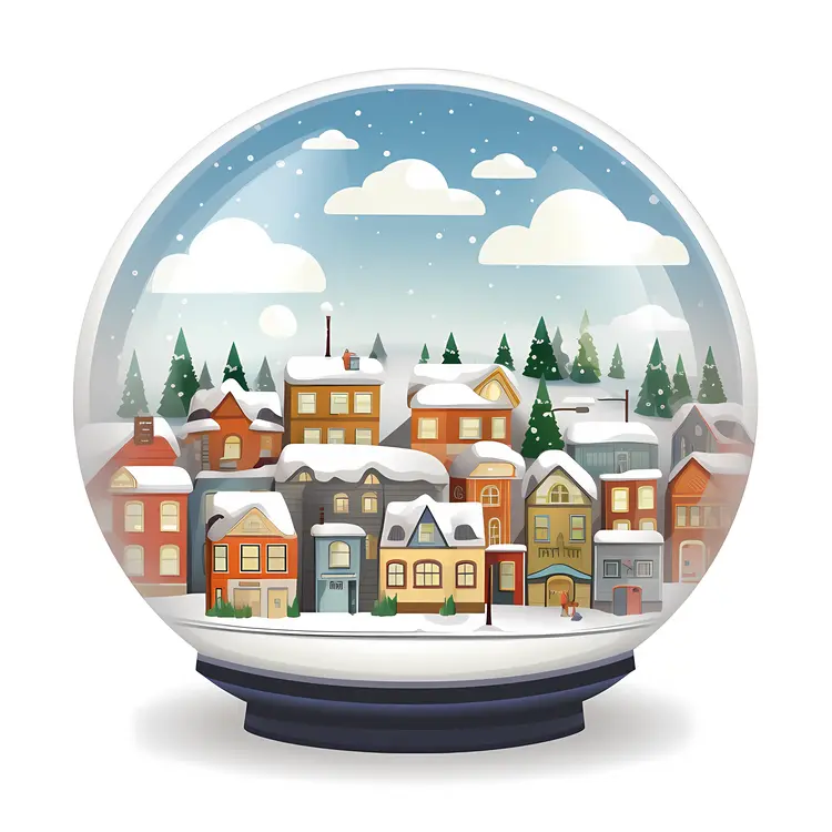 Snow Globe with Snow-Covered Houses