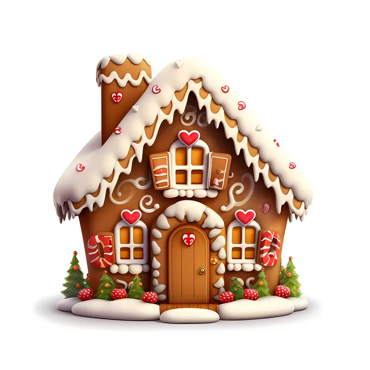 Festive Gingerbread House with Decorations
