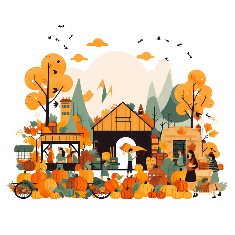 Autumn Market with Pumpkins for Thanksgiving