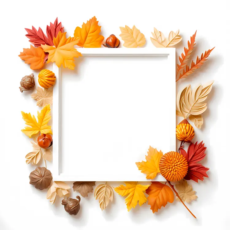 Autumn Leaves Frame with Fall Decoration