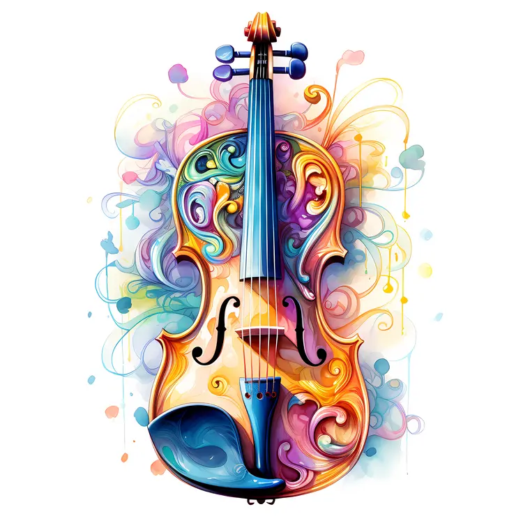 Colorful Violin with Artistic Design