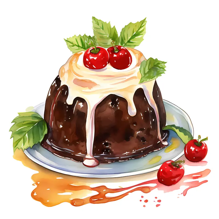 Rich Pudding with Cherries and Cream