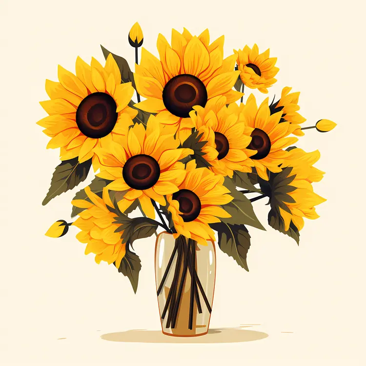 Beautiful Sunflowers in a Vase