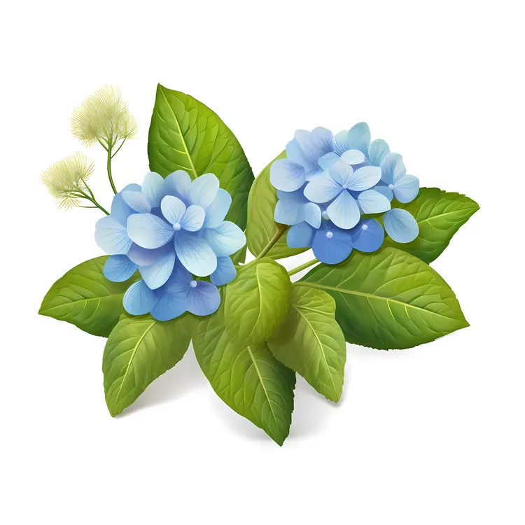 Blue Hydrangea with White Buds