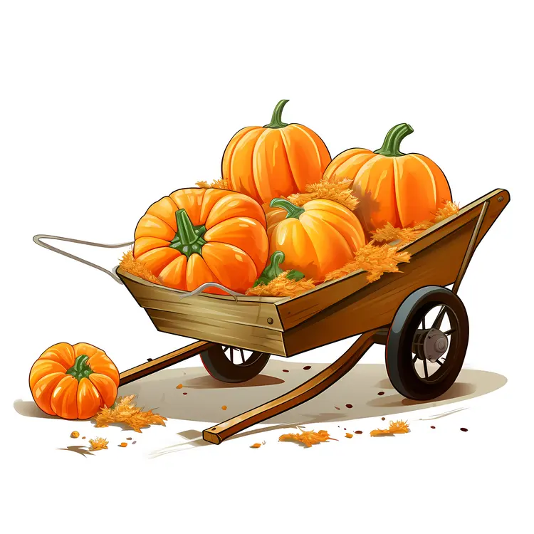 Pumpkins in a Wheelbarrow for Autumn Harvest