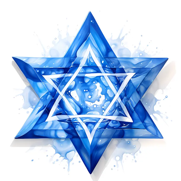 Blue Star of David with Water Splash