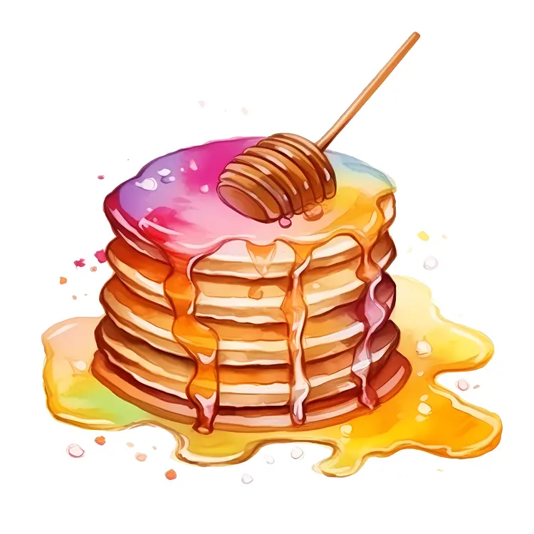 Colorful Pancakes with Rainbow Honey