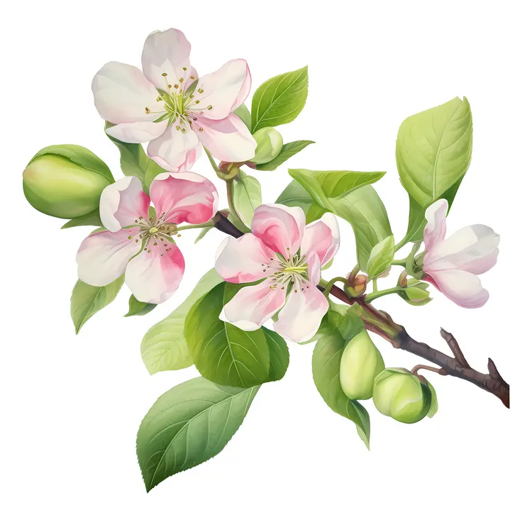 Beautiful Pink and White Blossoms with Green Leaves