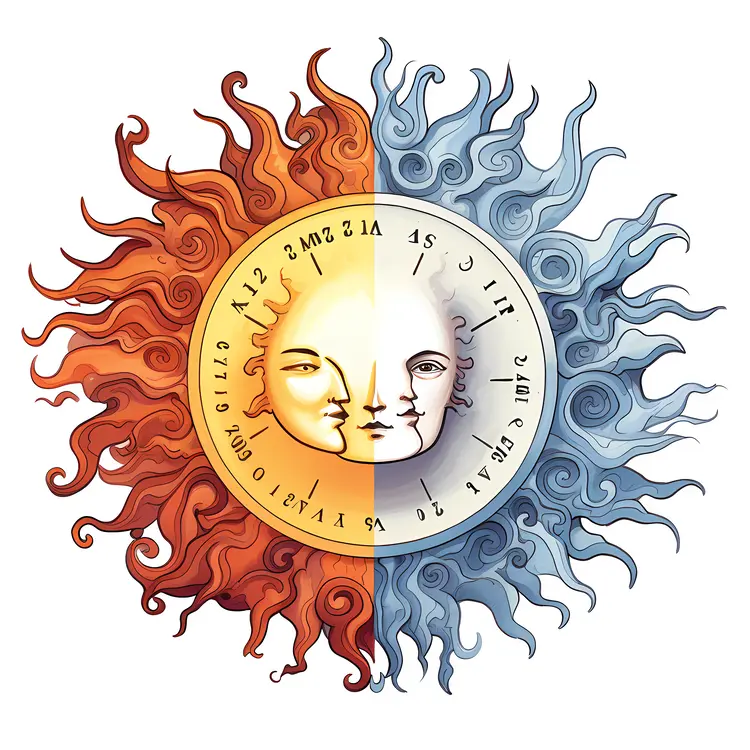 Sun and Moon Duality Illustration