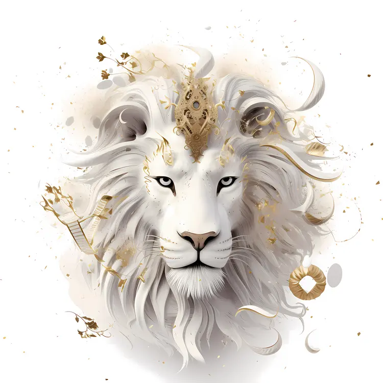 Majestic White Lion with Golden Accents