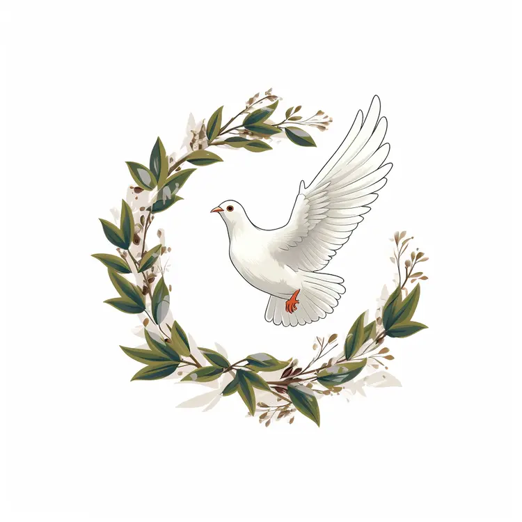White Dove with Simple Wreath