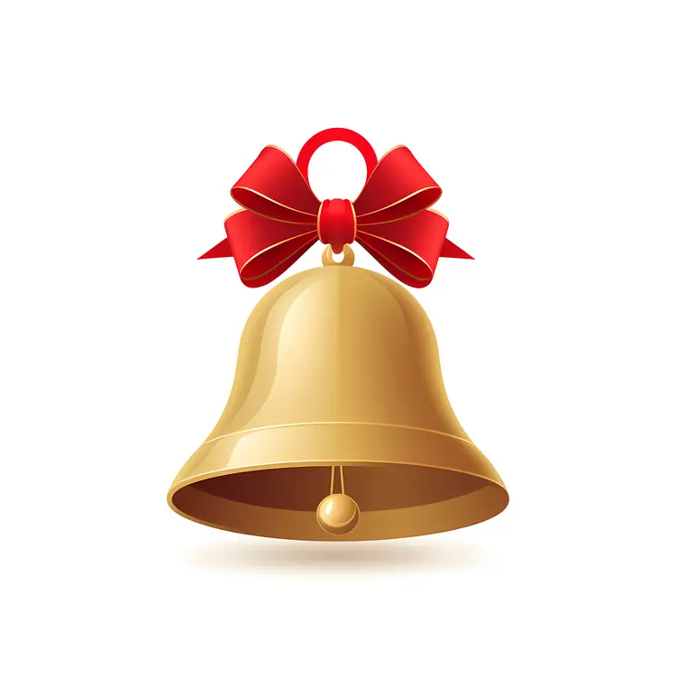 Golden Bell with Red Bow