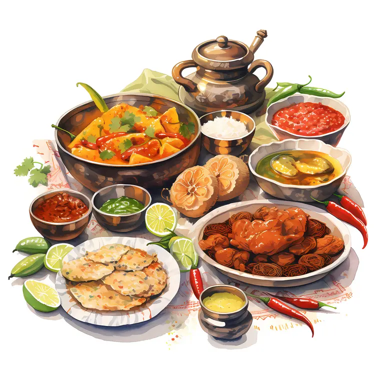 Traditional Food Platter with Chicken and Vegetables