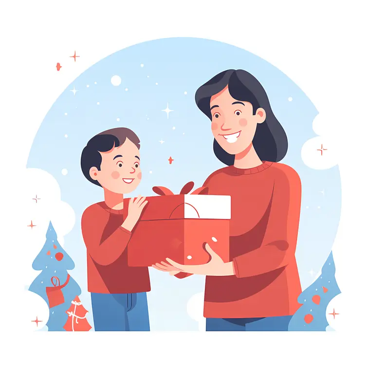 Mother and Child with Christmas Present