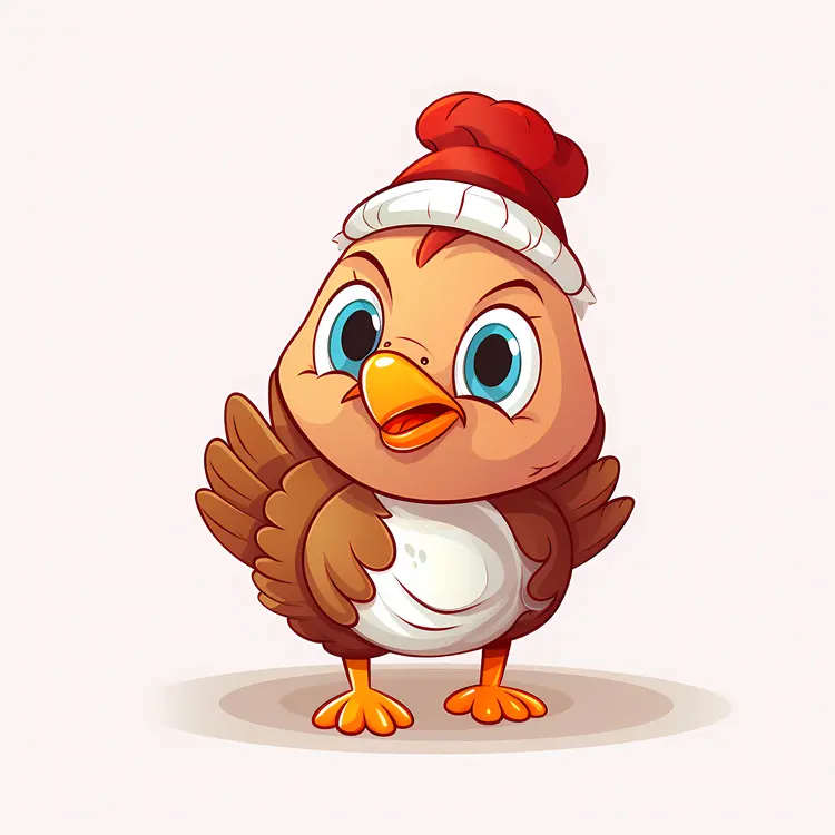 Cute Turkey with Red Beanie