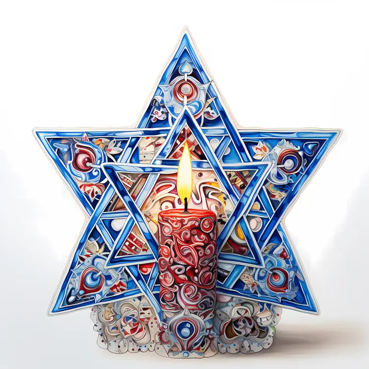 Intricate Blue Star Candle with Geometric Design
