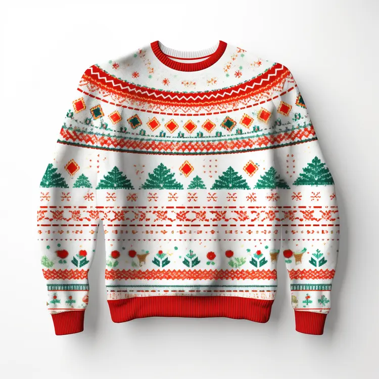 Festive Christmas Sweater with Holiday Patterns