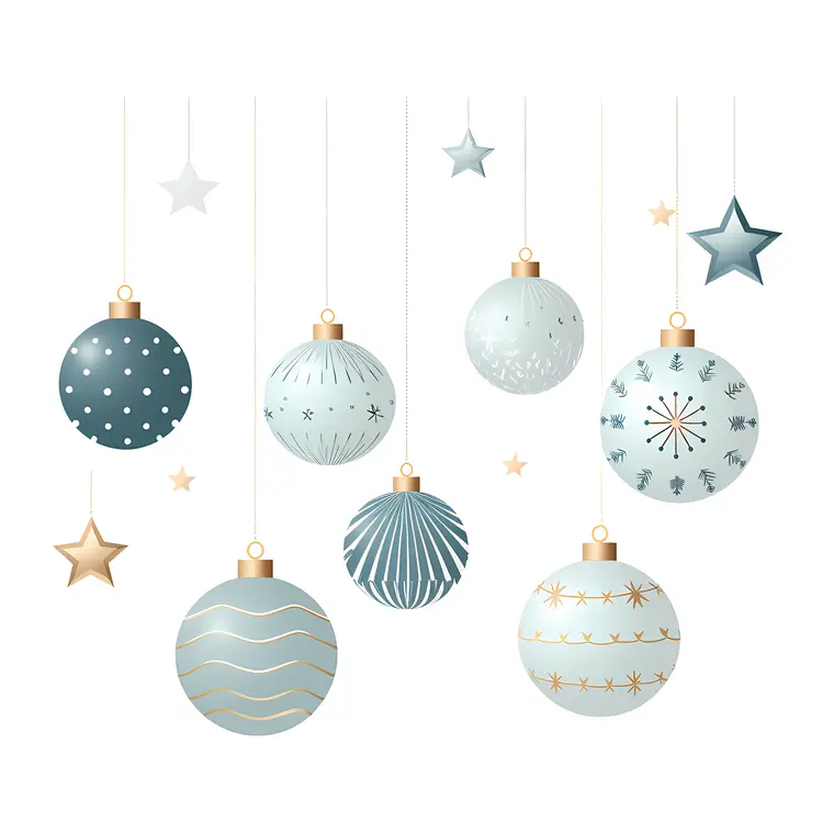 Blue and White Christmas Ornaments with Stars