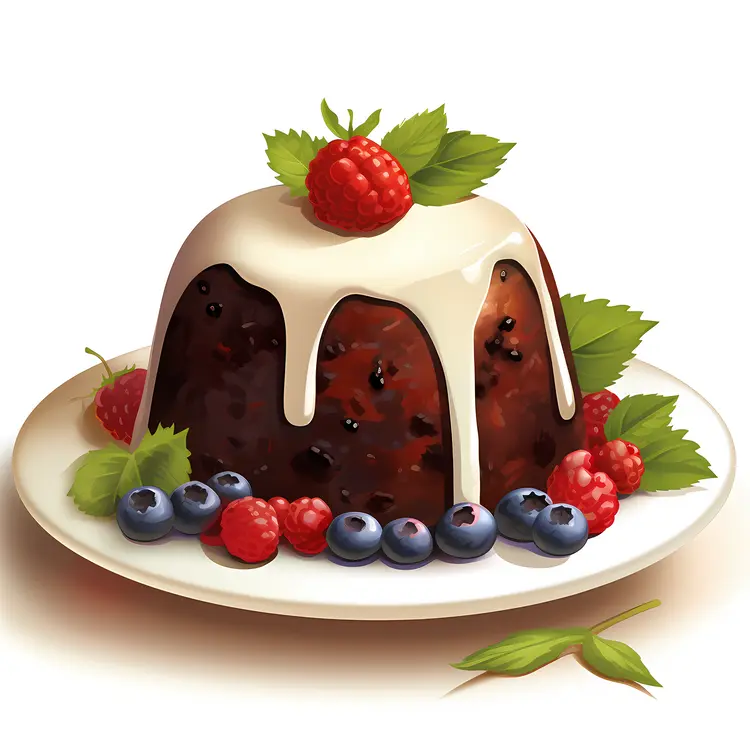 Chocolate Cake with Cream and Fresh Berries