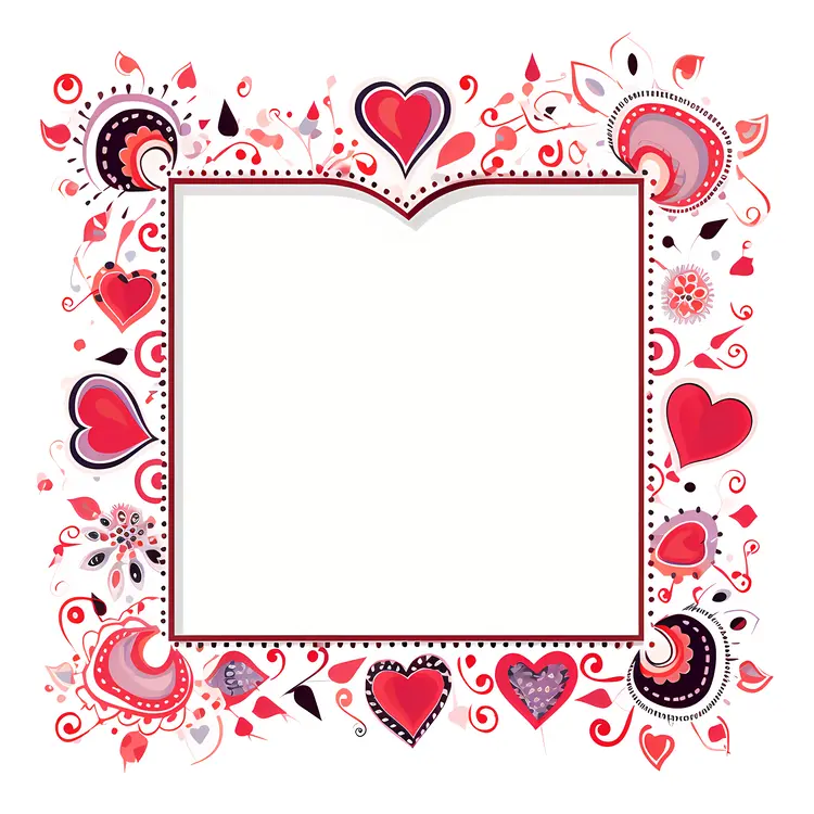 Square Frame with Hearts for Valentine's Day