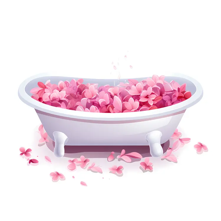 Bathtub Filled with Pink Flowers