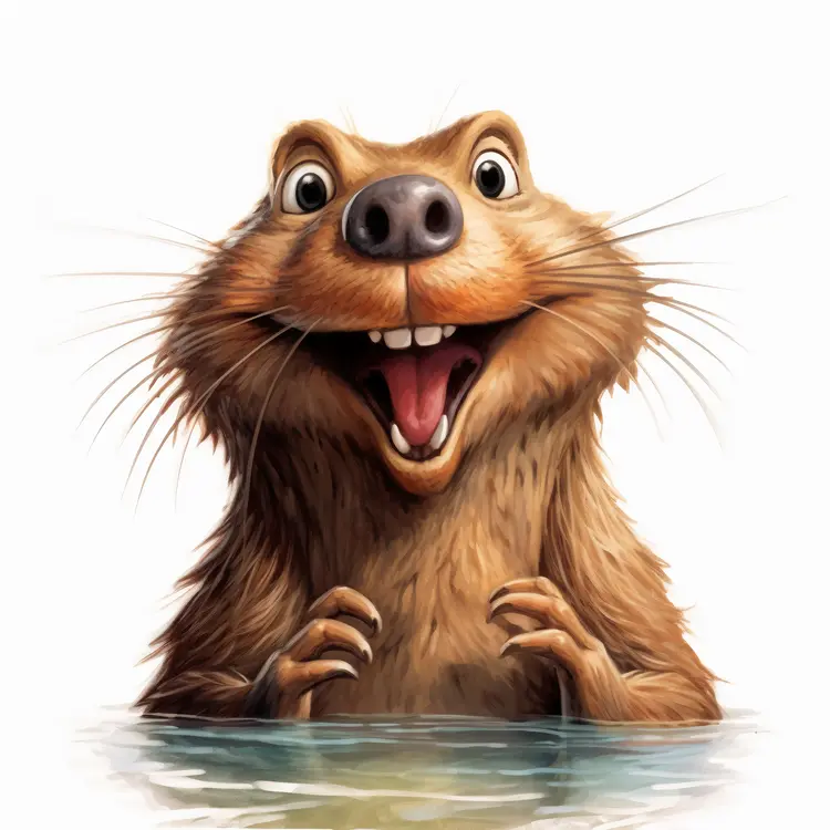 Happy Otter in Water