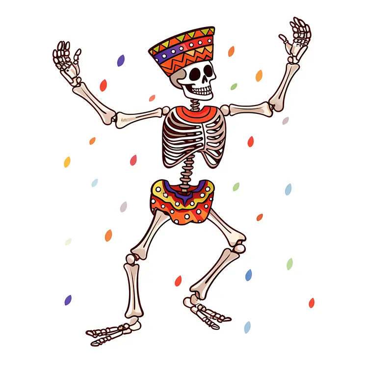 Dancing Skeleton with Colorful Hat