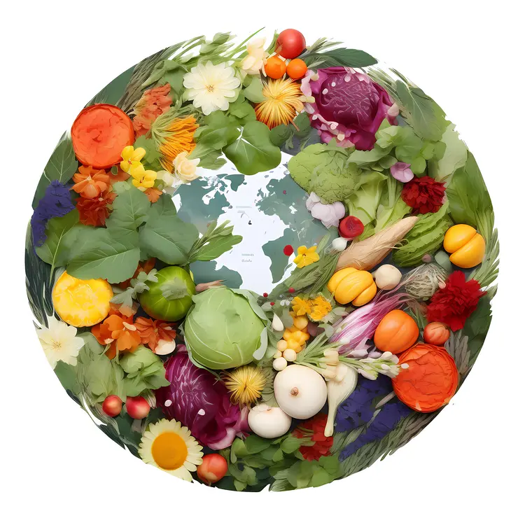 Colorful Vegetables in a Circular Arrangement for Earth Day