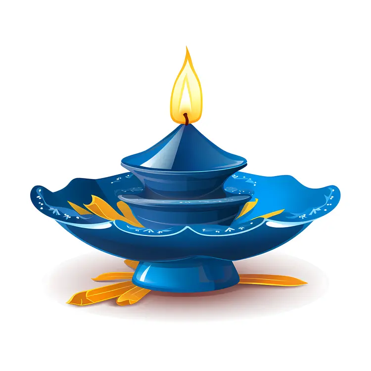 Blue Oil Lamp Illustration for Diwali Celebration