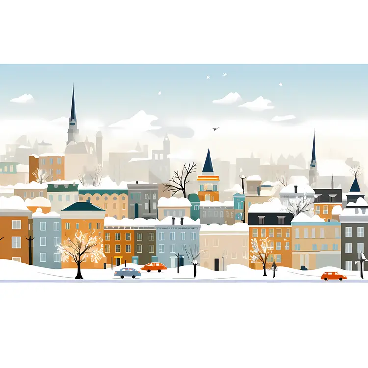 Winter Cityscape Illustration