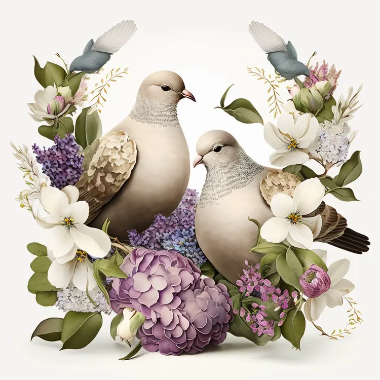 Beautiful Doves with Floral Arrangement