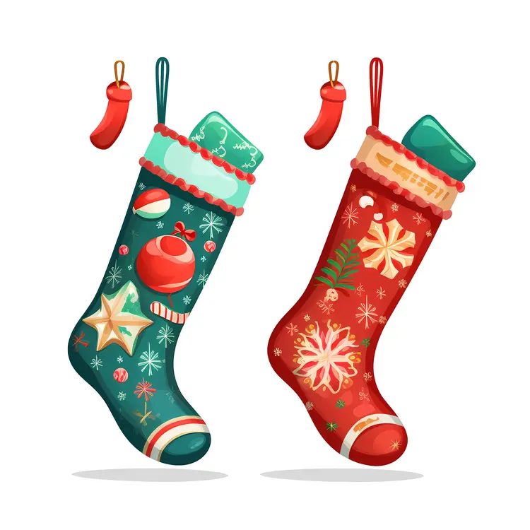 Colorful Christmas Stockings with Festive Decorations