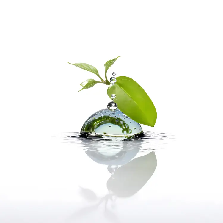 Water Drop with Leaf Reflection