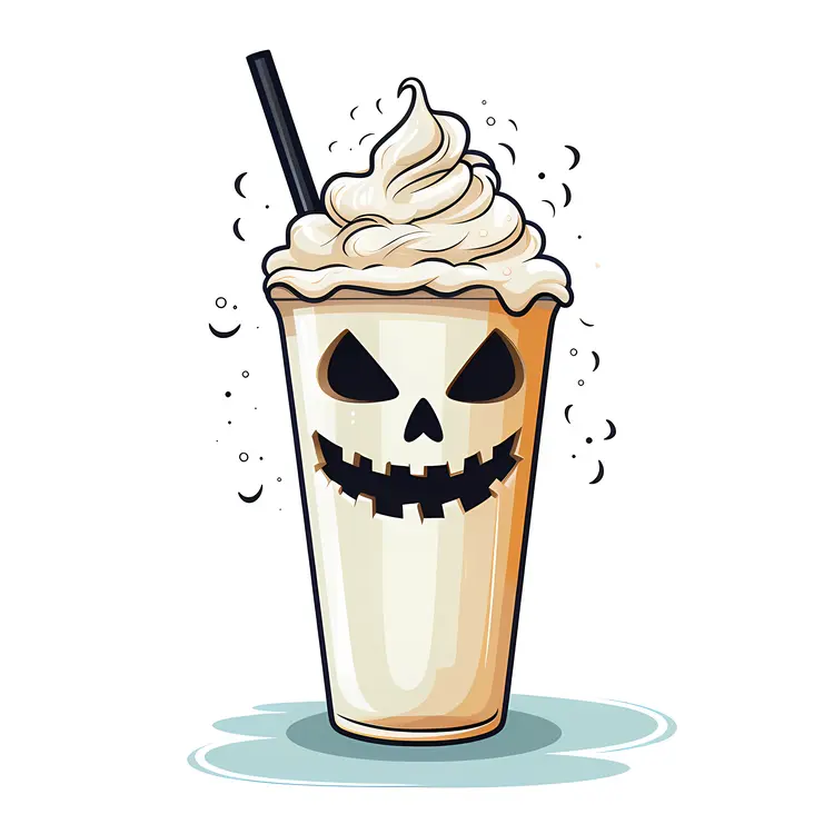 Pumpkin Face Milkshake with Whipped Cream